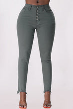 Load image into Gallery viewer, Button Fly Hem Detail Skinny Jeans