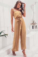 Load image into Gallery viewer, Striped Strapless Belted Wide Leg Jumpsuit