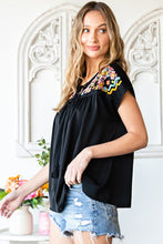 Load image into Gallery viewer, Embroidered Tie-Neck Tassel Blouse