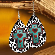 Load image into Gallery viewer, PU Leather Iron Hook Teardrop Earrings