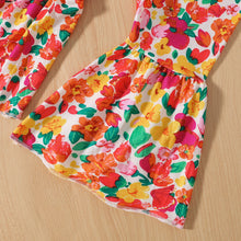 Load image into Gallery viewer, Graphic Top and Printed Flare Pants Set