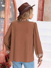 Load image into Gallery viewer, Floral Tie Neck Balloon Sleeve Blouse