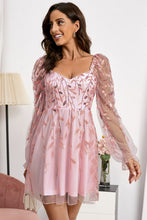 Load image into Gallery viewer, Mesh Zip-Back Flounce Sleeve Dress