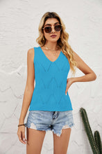 Load image into Gallery viewer, Eyelet V-Neck Sleeveless Knit Top