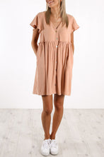 Load image into Gallery viewer, Buttoned Empire Waist Babydoll Dress