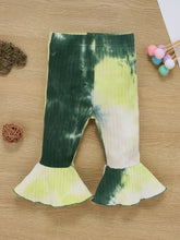 Load image into Gallery viewer, Baby Girl Tie-Dye Ribbed Bell Sleeve Top and Bell Bottoms Set