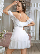 Load image into Gallery viewer, Ruffled Fold-Over Cold-Shoulder Layered Dress