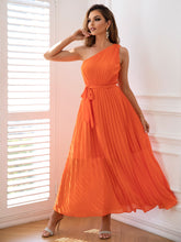 Load image into Gallery viewer, One-Shoulder Pleated Sleeveless Dress