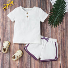 Load image into Gallery viewer, Kids Quarter Button T-Shirt and Drawstring Waist Shorts Set