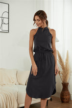 Load image into Gallery viewer, Drawstring Open Back Slit Sleeveless Dress