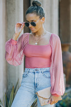 Load image into Gallery viewer, Polka Dot Lantern Sleeve Ribbed Top