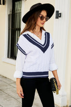 Load image into Gallery viewer, Contrast V-Neck Cap Sleeve Sweater Vest