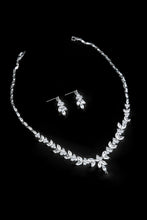 Load image into Gallery viewer, Platinum-Plated Necklace and Drop Earrings Set