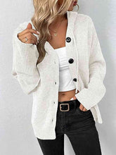 Load image into Gallery viewer, Button Up Drawstring Long Sleeve Hooded Cardigan