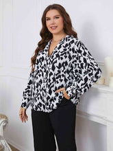 Load image into Gallery viewer, Melo Apparel Plus Size Printed Long Sleeve V-Neck Blouse