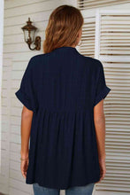 Load image into Gallery viewer, Notched Neck Slit Cuffed Blouse