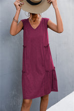 Load image into Gallery viewer, V-Neck Frill Trim Sleeveless Dress
