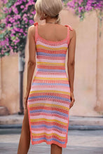 Load image into Gallery viewer, Striped Tie Shoulder Split Cover Up Dress