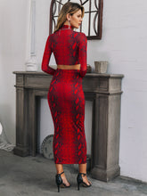 Load image into Gallery viewer, Snakeskin Print Crop Top and Pencil Skirt Set