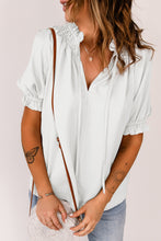 Load image into Gallery viewer, Smocked Frill Trim Flounce Sleeve Blouse