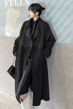 Load image into Gallery viewer, Double-Breasted Belted Lapel Collar Sherpa Coat