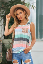 Load image into Gallery viewer, Striped Sequin Pocket Tank Top