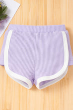 Load image into Gallery viewer, Baby Girl Contrast Trim Ribbed Cami and Shorts Set