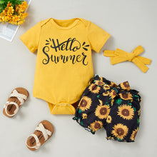 Load image into Gallery viewer, Baby Girl Graphic Bodysuit and Printed Shorts Set