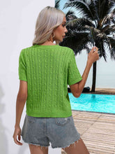 Load image into Gallery viewer, Cable-Knit Round Neck Short Sleeve Knit Top