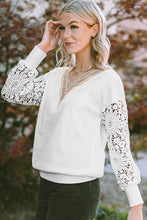 Load image into Gallery viewer, V-Neck Crochet Long Sleeve Blouse