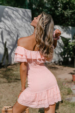 Load image into Gallery viewer, Smocked Layered Off-Shoulder Mini Dress