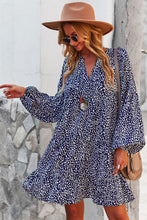 Load image into Gallery viewer, Printed Balloon Sleeve Ruffle Hem Dress