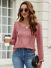 Load image into Gallery viewer, Notched Flounce Sleeve Blouse