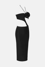Load image into Gallery viewer, Flower Detail Cutout Halter Neck Knit Dress