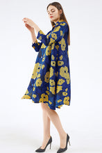 Load image into Gallery viewer, Floral Pleated Side Slit Shirt Dress (Belt Not Included)