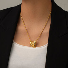 Load image into Gallery viewer, Inlaid Zircon Heart Stainless Steel Necklace