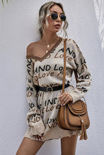 Load image into Gallery viewer, Letter Print Distressed Hem Sweater Dress
