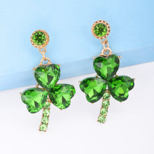 Load image into Gallery viewer, Rhinestone Alloy Lucky Clover Dangle Earrings