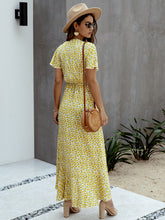 Load image into Gallery viewer, Floral Tied Flutter Sleeve Surplice Dress