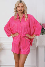 Load image into Gallery viewer, Pleated Button Up Shirt and Shorts Lounge Set