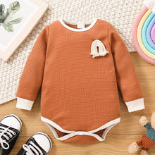 Load image into Gallery viewer, Baby Contrast Trim Waffle-Knit Long Sleeve Bodysuit