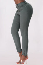 Load image into Gallery viewer, Button Fly Hem Detail Skinny Jeans