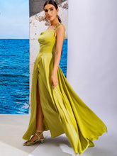 Load image into Gallery viewer, Tie-Shoulder Split Zip-Back Dress