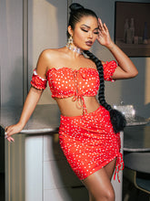 Load image into Gallery viewer, Polka Dot Cropped Top and Mini Skirt Set