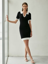 Load image into Gallery viewer, Contrast Johnny Collar Mini Dress