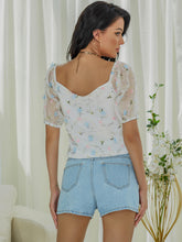 Load image into Gallery viewer, Printed Spliced Mesh Sleeve Top