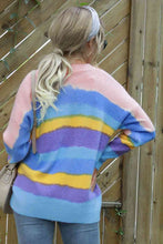Load image into Gallery viewer, Multicolor Round Neck Dropped Shoulder Sweater
