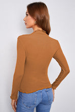 Load image into Gallery viewer, Mock Neck Lettuce Hem Long Sleeve Tee