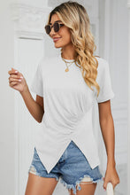 Load image into Gallery viewer, Ruched Round Neck Short Sleeve T-Shirt