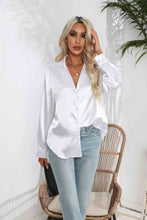 Load image into Gallery viewer, Lapel Collar Button Up Long Sleeve Shirt
